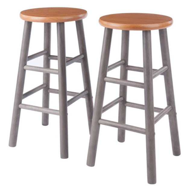 Hivvago Huxton Counter Stool Set Gray Teak 2