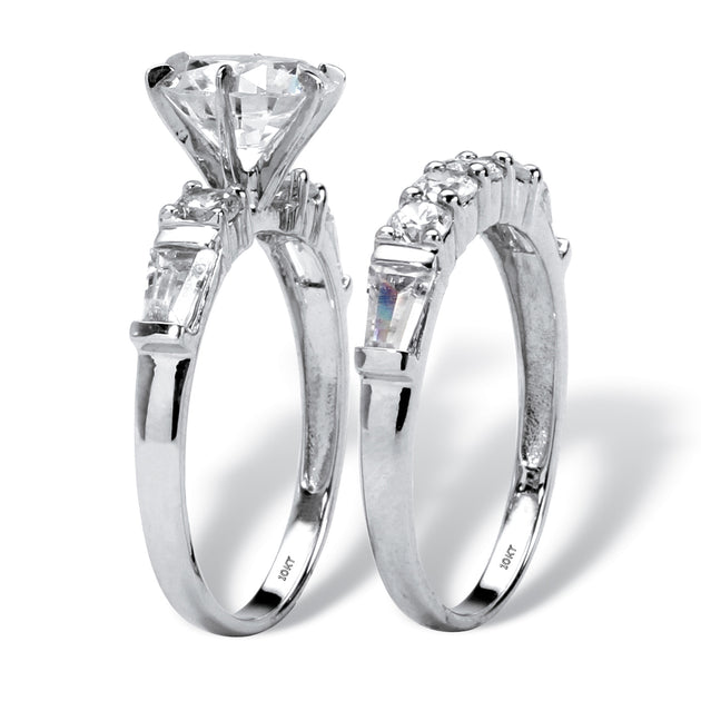 Palm 2 Piece Bridal Ring Set Silver US 6 3