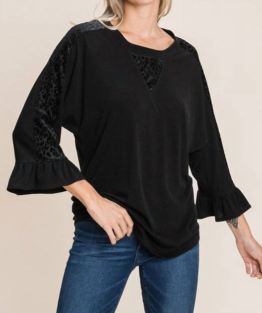 Emerald Collection Leopard Velvet Accent Top Black Large 2