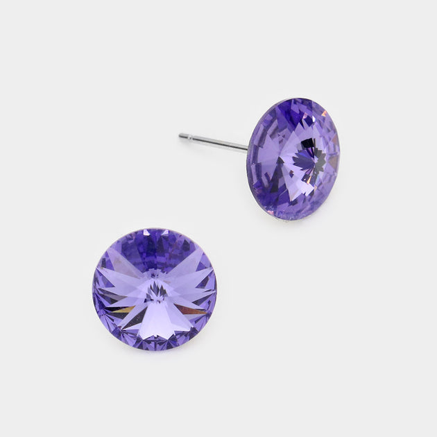 FASHNZFAB Round Crystal Stud Earrings Green 10mm 6