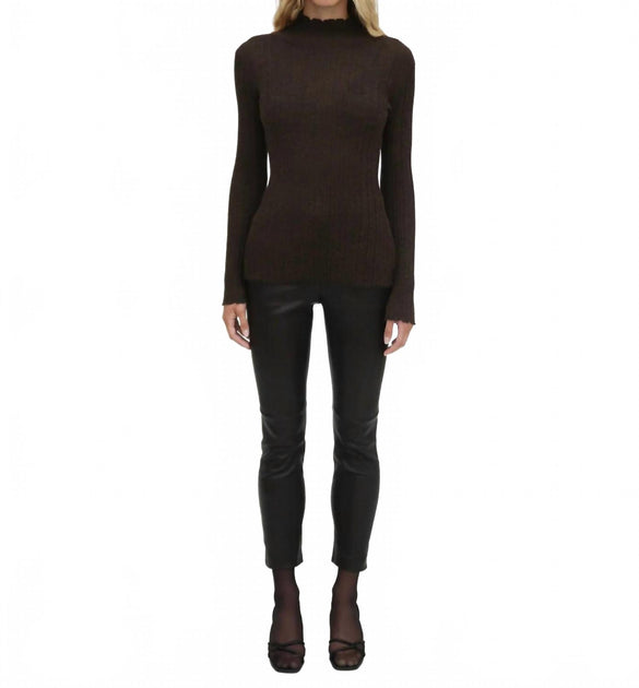 Rosetta Getty Plisse Turtleneck Top Black Medium 3
