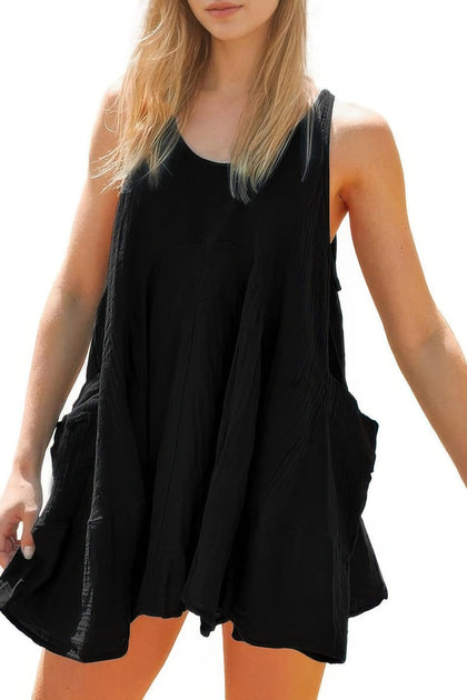 TRUEDAMES U Neck Backless Sleeveless Mini Pocket Dress Blue Small 4
