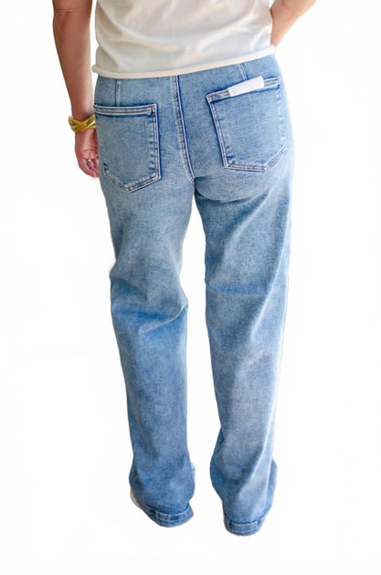RISEN High Rise Ankle Wide-Cuffed Jeans Blue 28 4