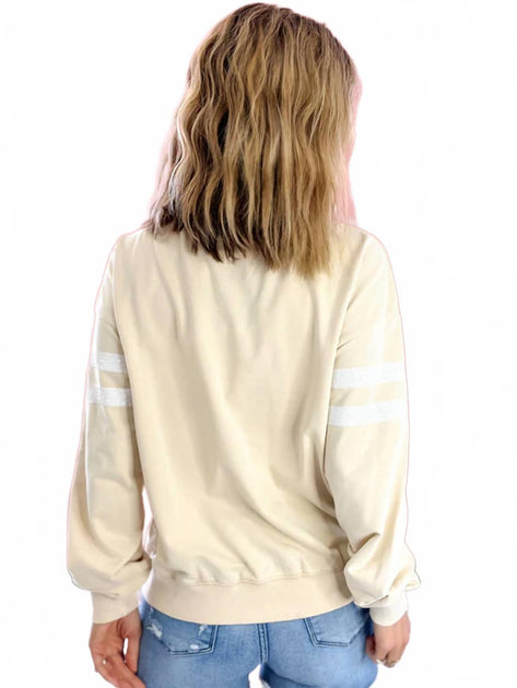White Birch Sequin Sweatshirt Ecru Medium 3