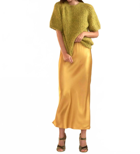 Cynthia Rowley Charmeuse Bias Skirt Gold Medium 2