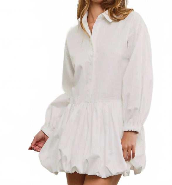 Mustard Seed Button Down Balloon Dress White Large 2