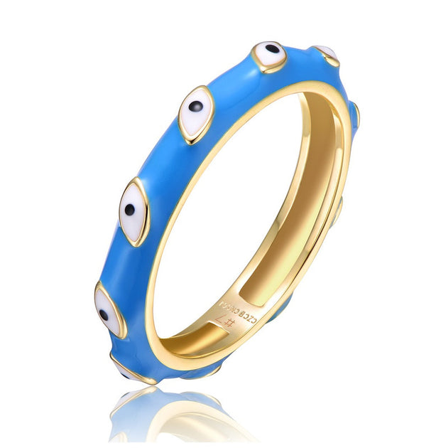 GigiGirl Evil Eye Bamboo Band Ring Blue US 6 2