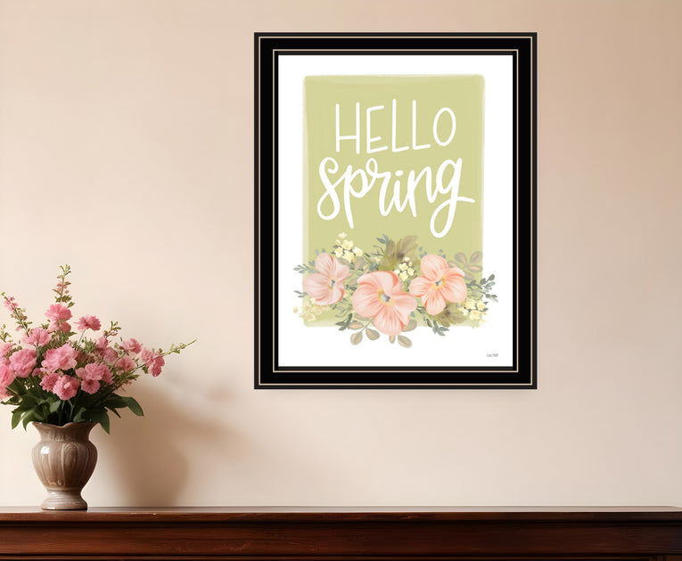 Hivvago Hello Spring Floral Framed Print Wall Art Black 4