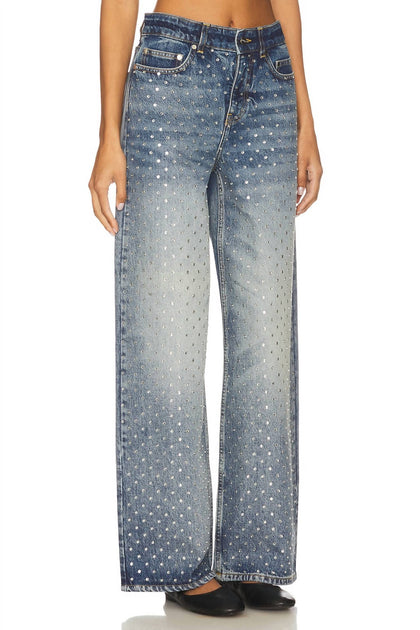 Monse Denim Jeans With Crystal Studs Blue US 0 3