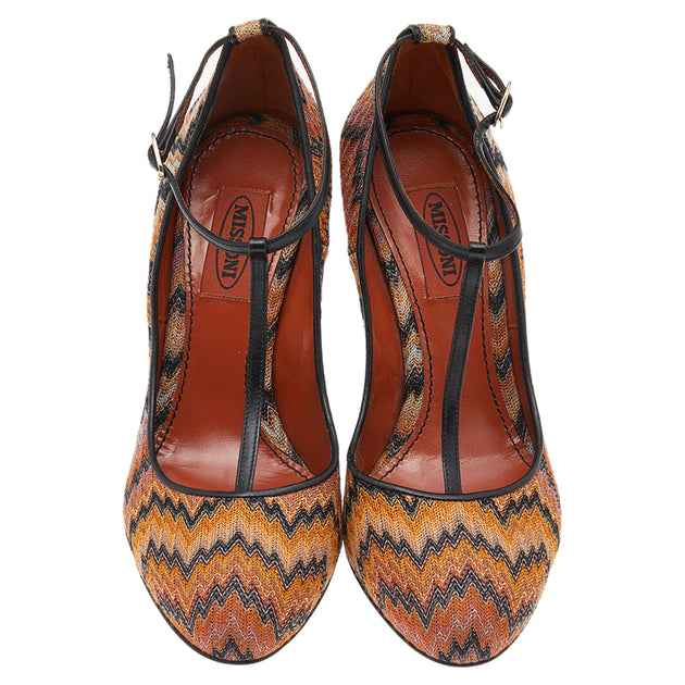 Missoni Ankle T-Strap Pumps Black/Orange EU 37.5 4