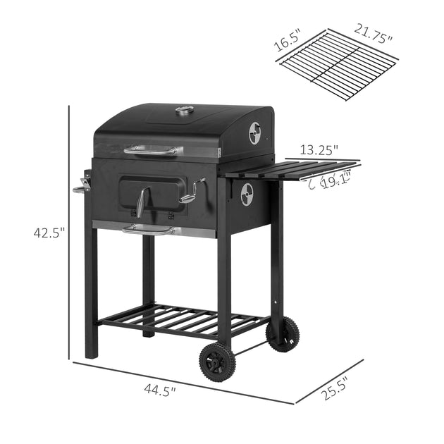 Hivvago Charcoal BBQ and Smoker Portable Combo Black 4
