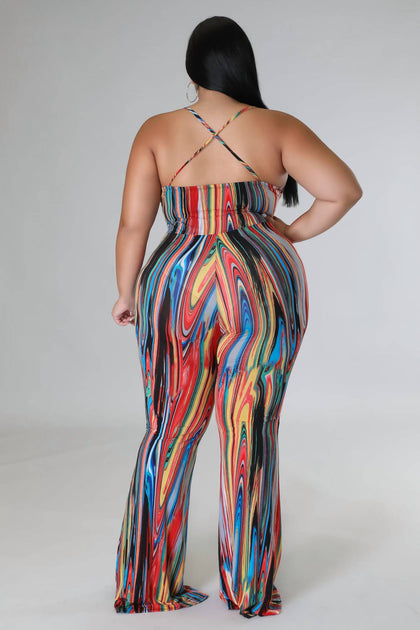 Good Time USA Plus Weekend Jumpsuit Multi 2X 4