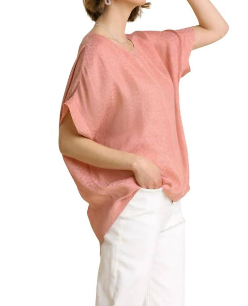 Umgee Animal Jacquard Dolman Ärmelshirt Pink Small 3