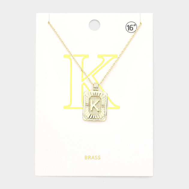 FASHNZFAB K Brass Initial Pendant Necklace Silver 2
