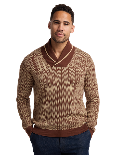 Paul Fredrick Shawl Collar Pullover Sweater Beige Medium 3