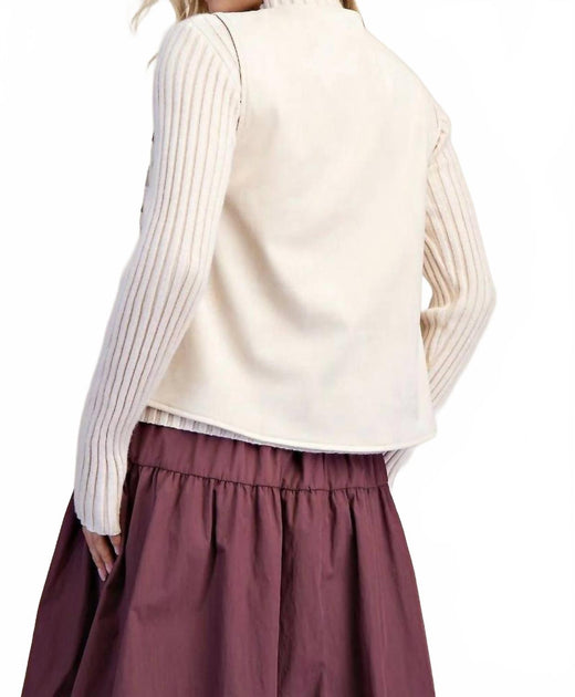 Easel Embroidery Detailing Suede Vest Multi Large 3