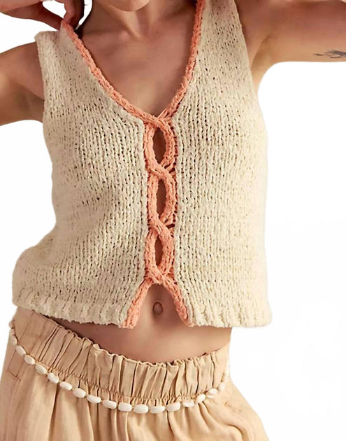 Free People Sicily Shell Sweater Beige Medium 3