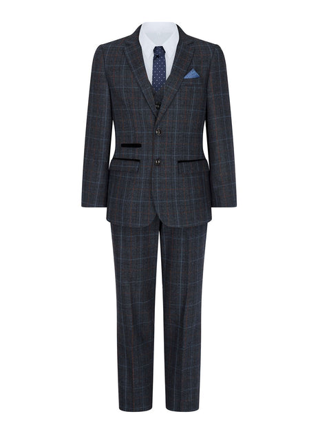 Paul Andrew Harvey 3 Piece Tweed Suit Herringbone Blue 9-12 Months 3