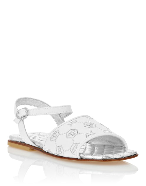 Philipp Plein Satin Flat Sandals White EU 28 2