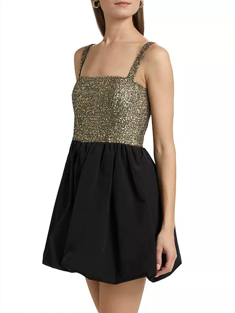 Amanda Uprichard Christine Tweed Bubble Mini Dress Gold XSmall 3