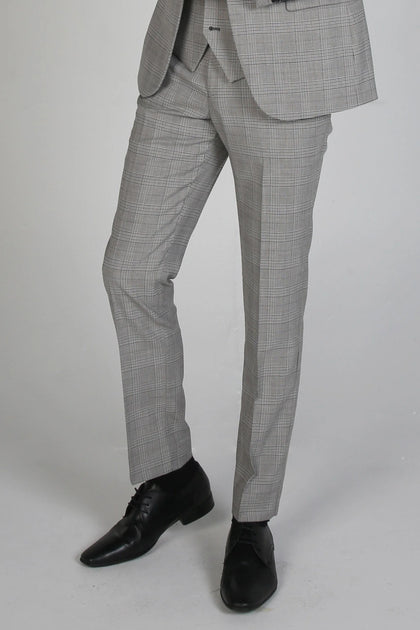 Paul Andrew Hugo Check Formal Trousers Grey 30 3