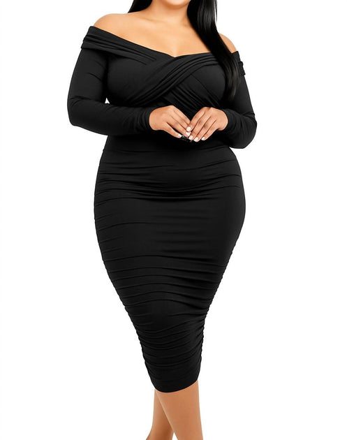 GIBIU Curve Embrace Raffmidikleid Schwarz 2X 3