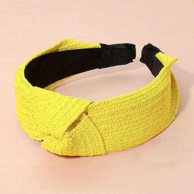 FASHNZFAB Straw Knot Headband Pink 2
