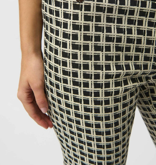 Joseph Ribkoff Checkered Jacquard Slim Ankle Pants Silver US 8 4