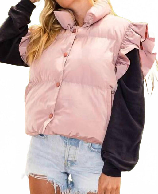BUCKETLIST Rüschenärmel Daunenweste Pink Medium 3