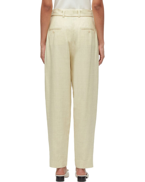 3.1 Phillip Lim Tailored Belted Tapered Linen-Blend Trouser Yellow US 4 3