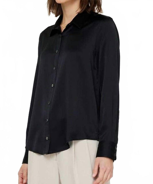 Current Air Button Down Long Sleeve Blouse Black Medium 4