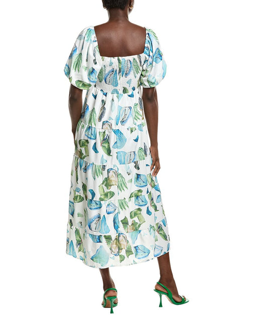 IPPONELLI Tiered Midi Dress Blue Medium 3
