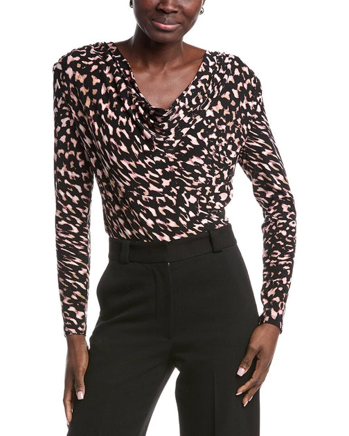 Anne Klein Printed Top Black Large 2