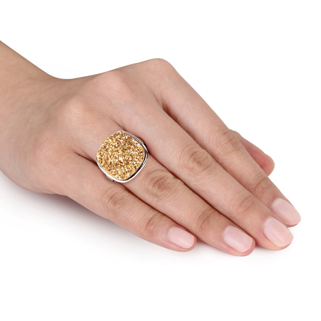 Mimi & Max Druzy Gemstone Cocktail Ring Sterling Silver Gold US 6.5 3