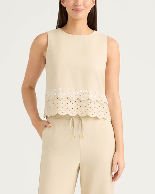 Ellen Tracy Sleeveless Top White Medium 2