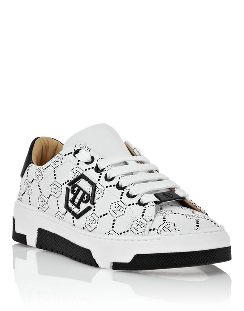 Philipp Plein Low Top Leather Sneakers Matte Monogram Black EU 44 2