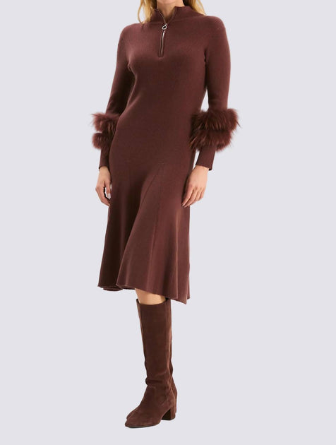 Robe en maille Tyler Boe Celia à manches en fourrure 2