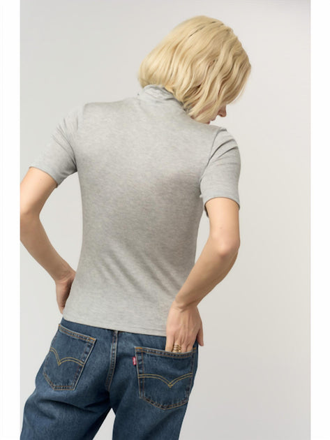 Pro-Ject Jesllyn Turtleneck Rib Tee Top Grey Large 4
