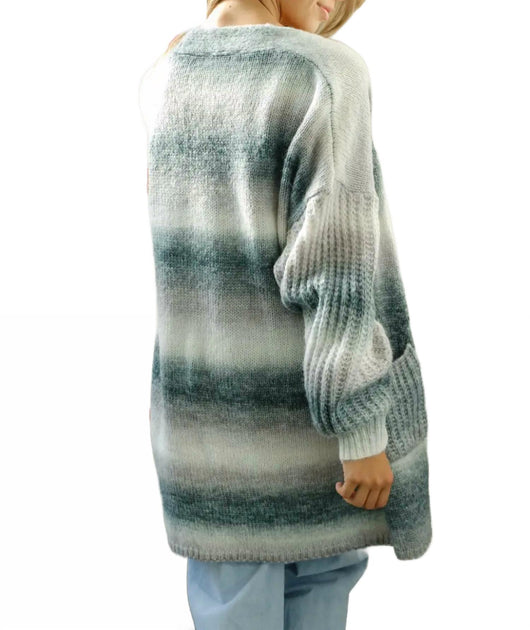 Bestto Ombré Open-Front Cardigan Green Large 3