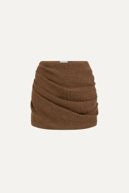 Le Kasha Spetses Draped Mini Skirt Brown XSmall 2