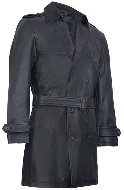 Infinity Memphis Men Leather Trench Coat Grey XL 3