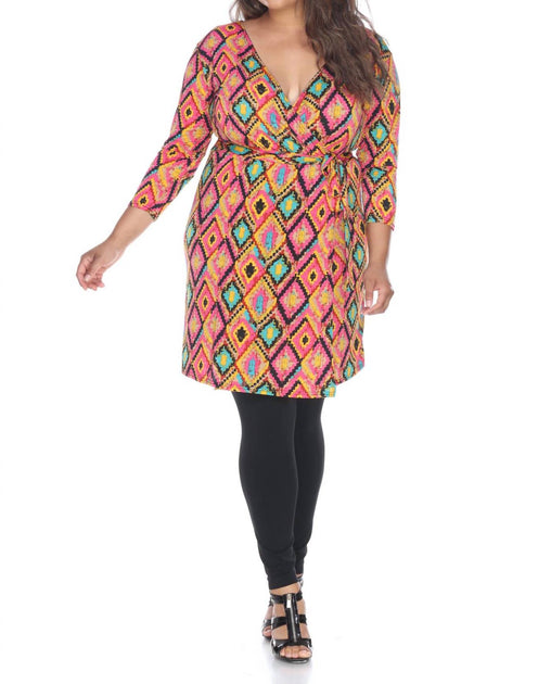 White Mark Wrap Dress Multi 3X 3