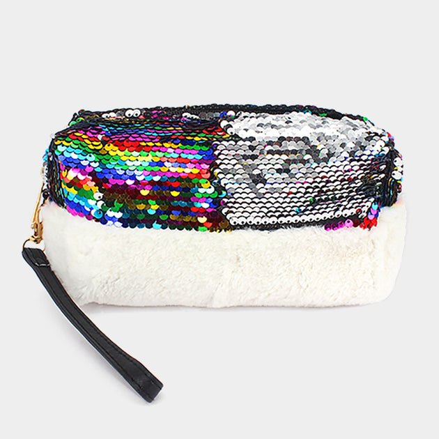 FASHNZFAB Reversible Sequin Wristlet Pouch Gold One Size 5