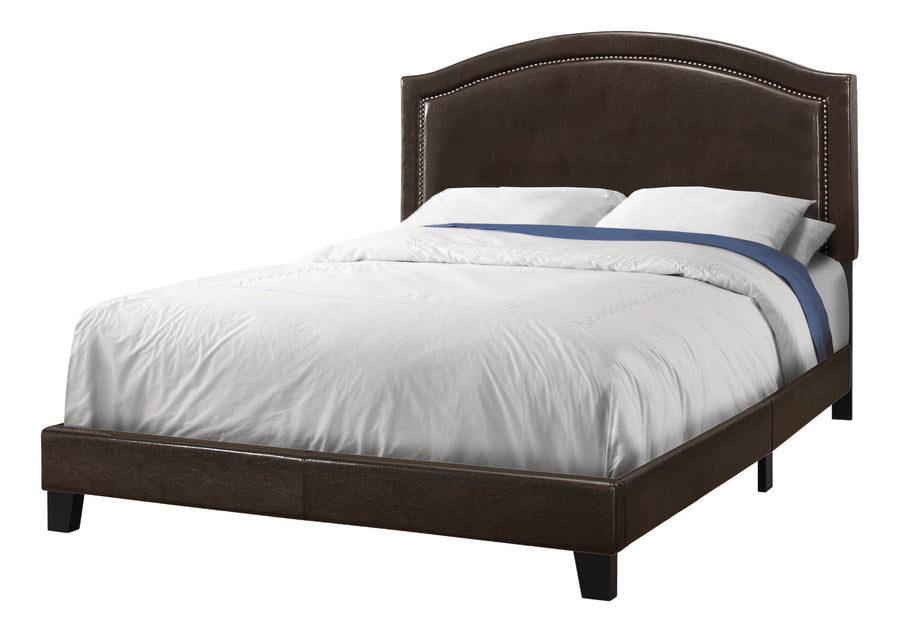 Hivvago Queen Upholstered Linen Bed Frame Brown 4