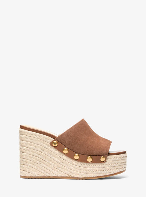 Michael Kors Mayes Suede Wedge Sandal Black US 7 2