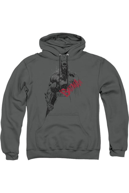 Gildan Batman Sketch Bat Red Logo Hoodie Grey XL 2