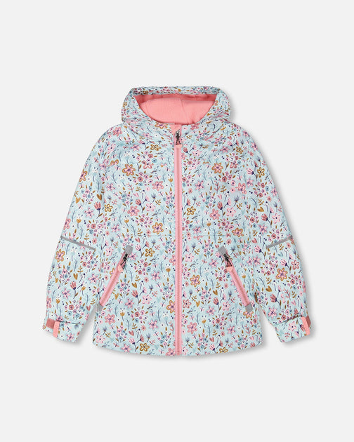 Deux par Deux Mid-Season Jacket Blue Flower Print US 8 2