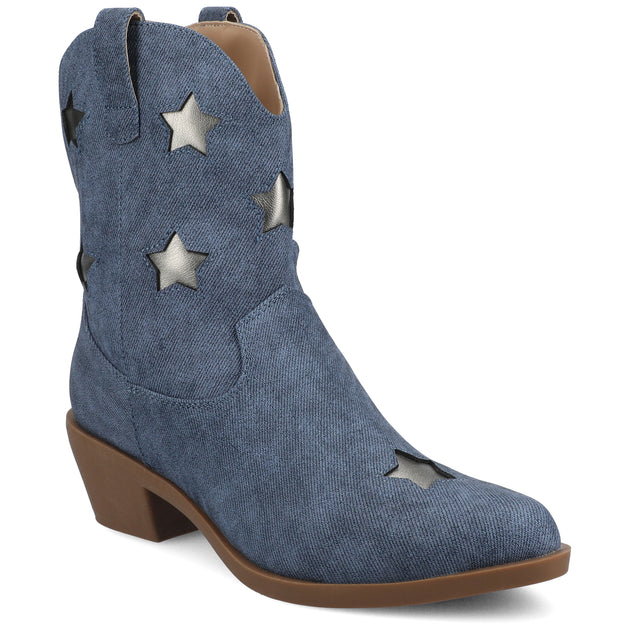 Journee Collection Underwood Western Ankle Booties Multi US 6.5 2