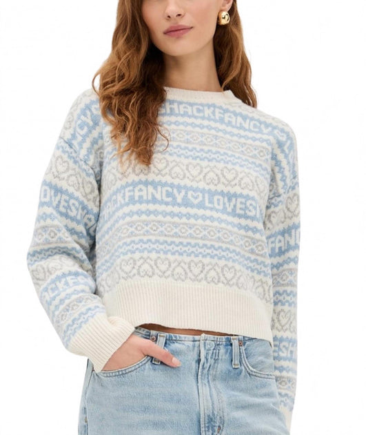 LoveShackFancy Emberly Wool Fair Isle Pullover Beige Medium 2