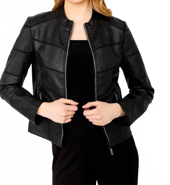 Frank Lyman Faux Leather Jacket Black Small 2